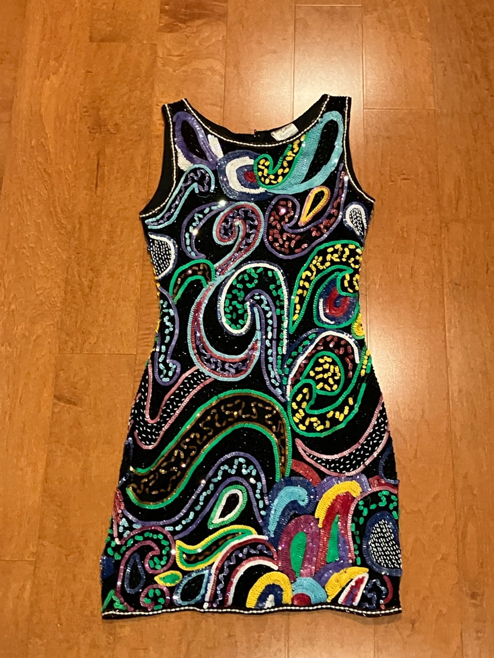 Vintage dress, sequin dress, paisley dress small